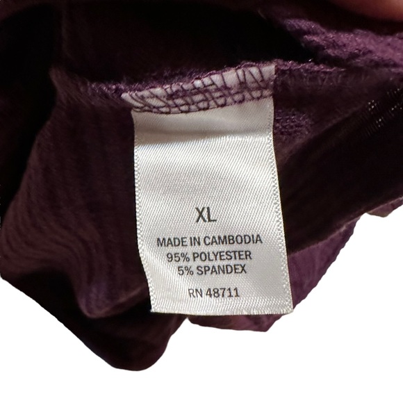 Ophelia Roe Size XL Purple Textured Mock Neck Long Sleeve Ruched Top - Picture 4 of 5